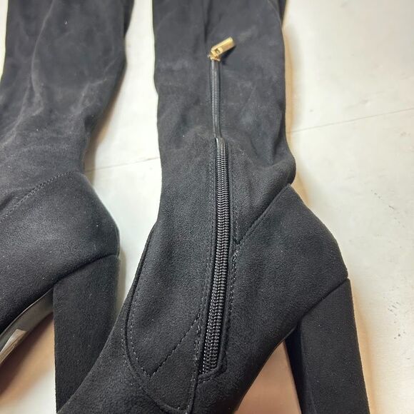 Journee Collection Womens 8 WC Black Maya Thigh High Zip Up Boots NIB IG8 - Picture 3 of 7